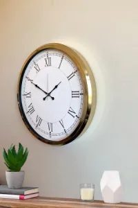 Roma Rakamlı Gold Metal Duvar Saati 52 cm · Model 5255G