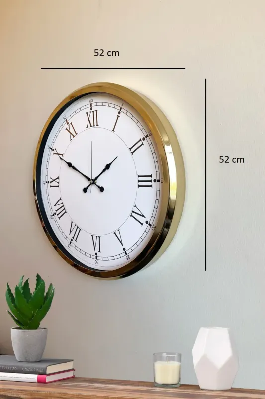 Roma Rakamlı Gold Metal Duvar Saati 52 cm · Model 5255G