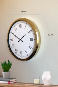 Roma Rakamlı Gold Metal Duvar Saati 52 cm · Model 5255G