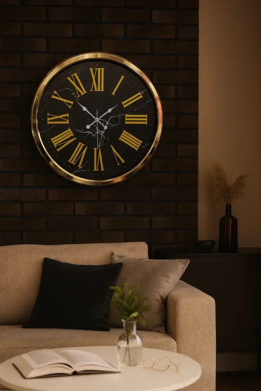 Gold Metal Duvar Saati 52 cm · Model 5271G
