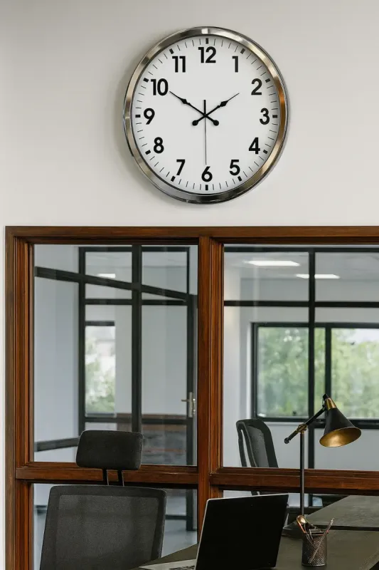 Krom Metal Duvar Saati 52 cm · Model 5201K