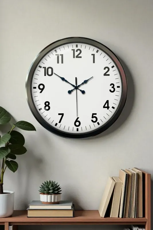 Siyah Metal Duvar Saati 52 cm · Model 5201B