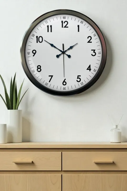 Siyah Metal Duvar Saati 52 cm · Model 5205B