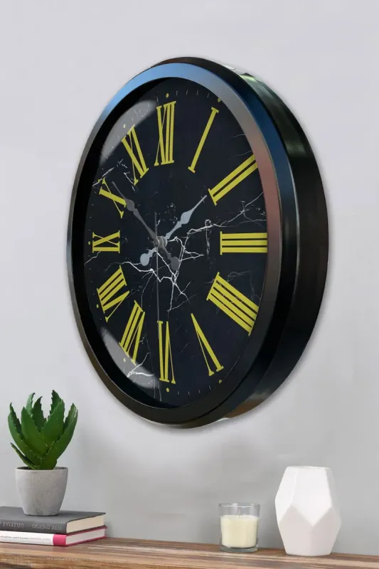 Desenli Siyah Metal Duvar Saati 52 cm · Model 5271B