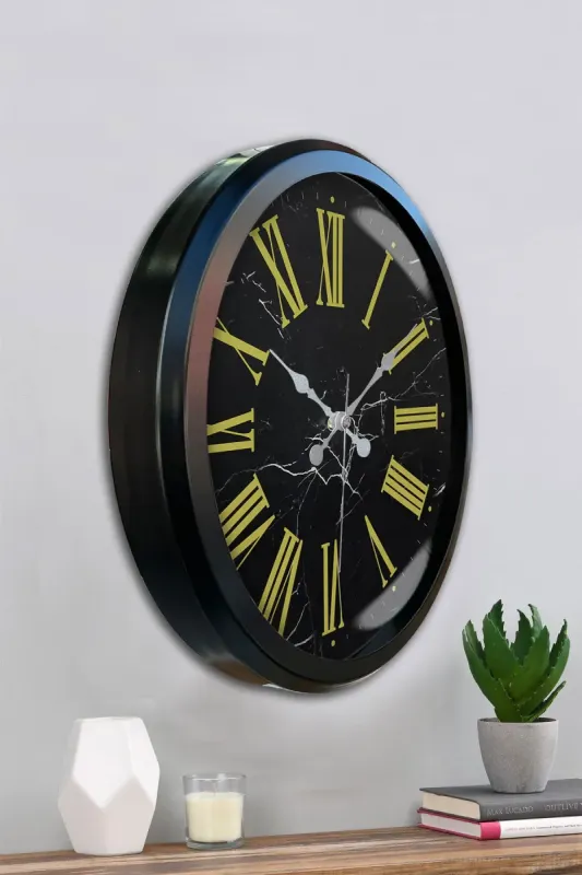 Desenli Siyah Metal Duvar Saati 52 cm · Model 5271B