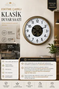 Eskitme Metal Çarklı Duvar Saati 60 cm · Model C-6001E