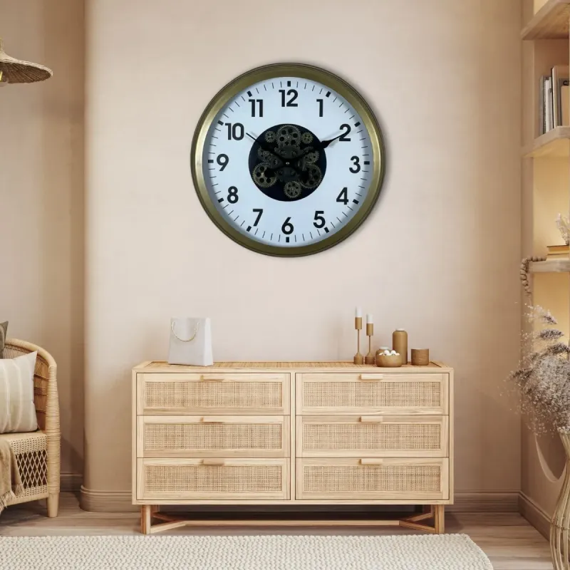 Eskitme Metal Çarklı Duvar Saati 60 cm · Model C-6001E