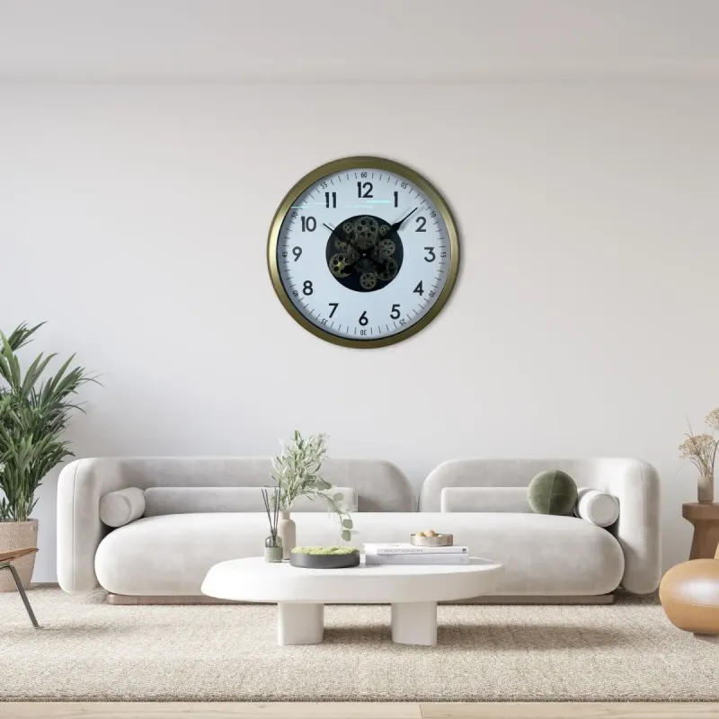 Retro Görünümlü Eskitme Metal Çarklı Duvar Saati 60 cm · Model C-6005E