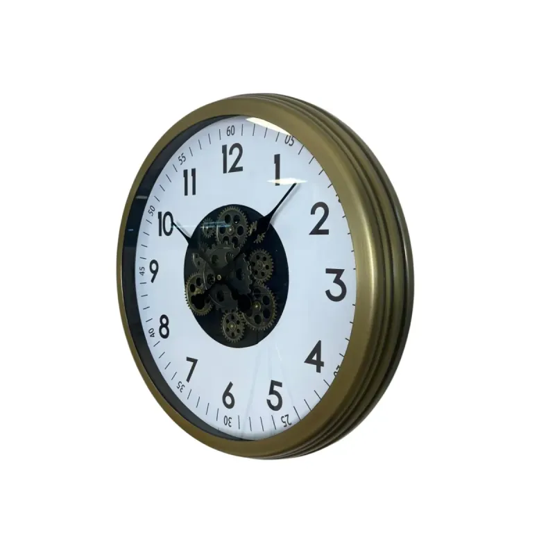 Retro Görünümlü Eskitme Metal Çarklı Duvar Saati 60 cm · Model C-6005E