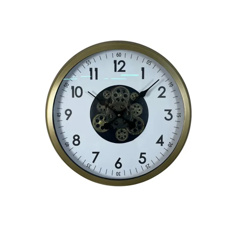 Retro Görünümlü Eskitme Metal Çarklı Duvar Saati 60 cm · Model C-6005E