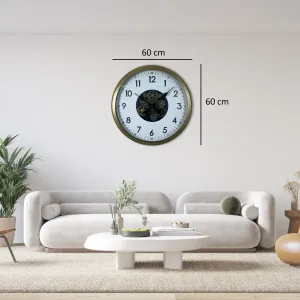 Retro Görünümlü Eskitme Metal Çarklı Duvar Saati 60 cm · Model C-6005E