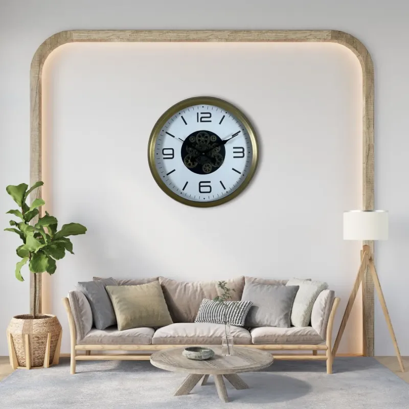 Eskitme Metal Çarklı Duvar Saati 60 cm · Model C-6008E