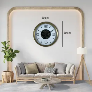 Eskitme Metal Çarklı Duvar Saati 60 cm · Model C-6008E