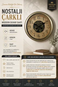 Eskitme Metal Çarklı Duvar Saati 60 cm · Model C-6015E