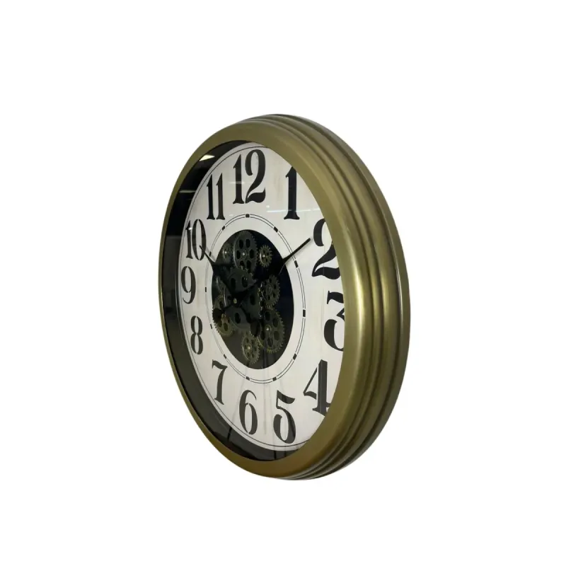 Retro Görünümlü Eskitme Metal Çarklı Duvar Saati 60 cm · Model C-6033E