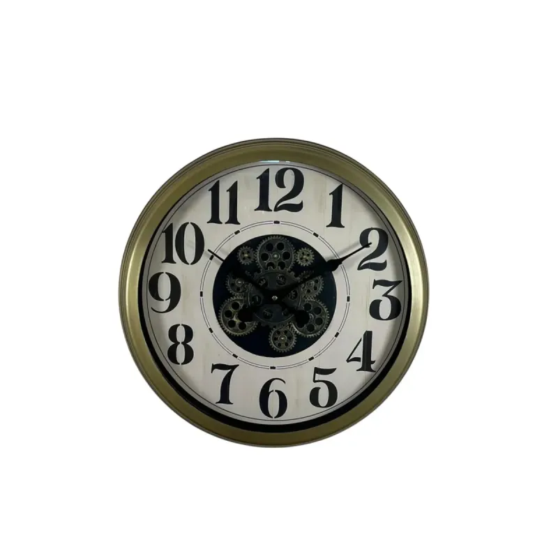 Retro Görünümlü Eskitme Metal Çarklı Duvar Saati 60 cm · Model C-6033E