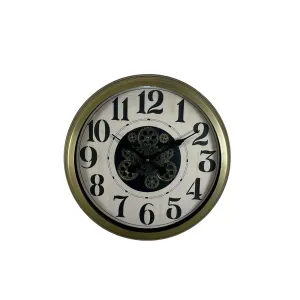 Retro Görünümlü Eskitme Metal Çarklı Duvar Saati 60 cm · Model C-6033E