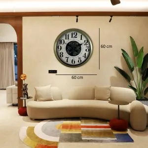 Retro Görünümlü Eskitme Metal Çarklı Duvar Saati 60 cm · Model C-6033E