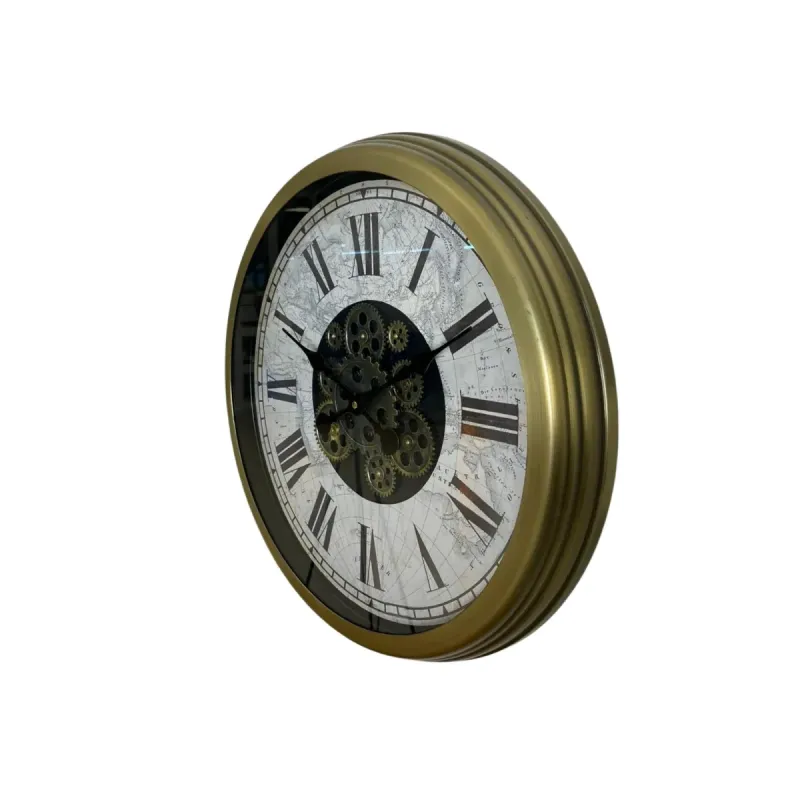 Retro Görünümlü Eskitme Metal Çarklı Duvar Saati 60 cm · Model C-6053E
