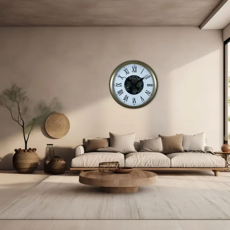 Roma Rakamlı Eskitme Metal Çarklı Duvar Saati 60 cm · Model C-6054E