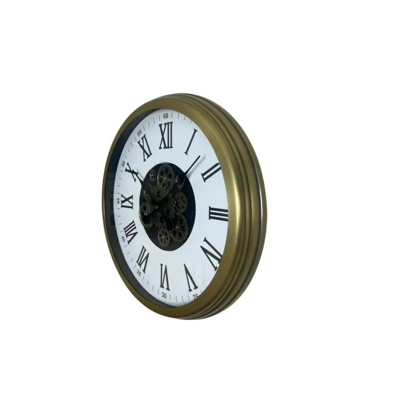 Roma Rakamlı Eskitme Metal Çarklı Duvar Saati 60 cm · Model C-6054E