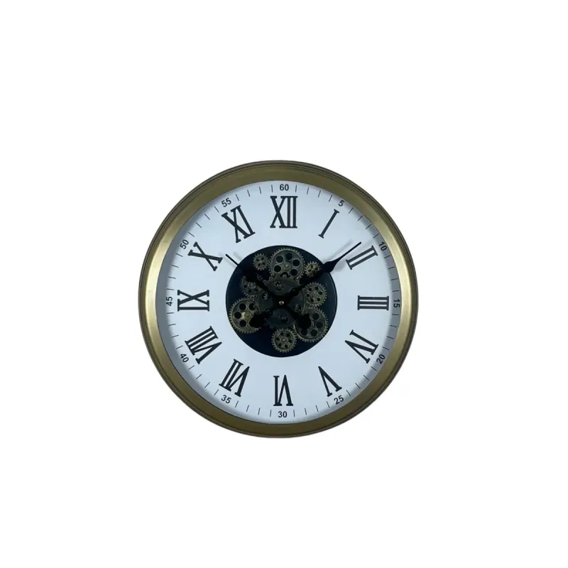 Roma Rakamlı Eskitme Metal Çarklı Duvar Saati 60 cm · Model C-6054E