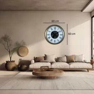 Roma Rakamlı Eskitme Metal Çarklı Duvar Saati 60 cm · Model C-6054E