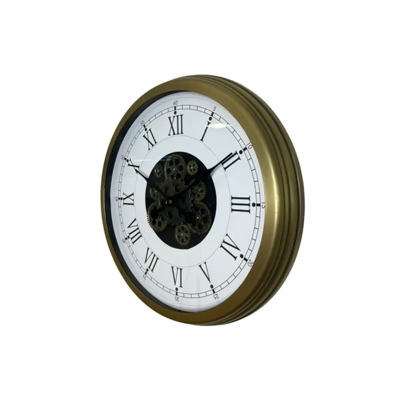 Roma Rakamlı Retro Görünümlü Eskitme Metal Çarklı Duvar Saati 60 cm · Model C-6055E