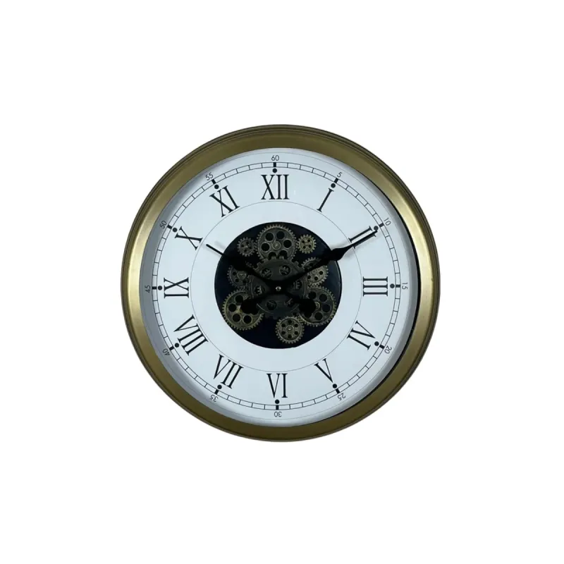 Roma Rakamlı Retro Görünümlü Eskitme Metal Çarklı Duvar Saati 60 cm · Model C-6055E