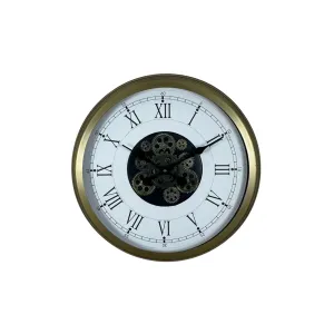 Roma Rakamlı Retro Görünümlü Eskitme Metal Çarklı Duvar Saati 60 cm · Model C-6055E
