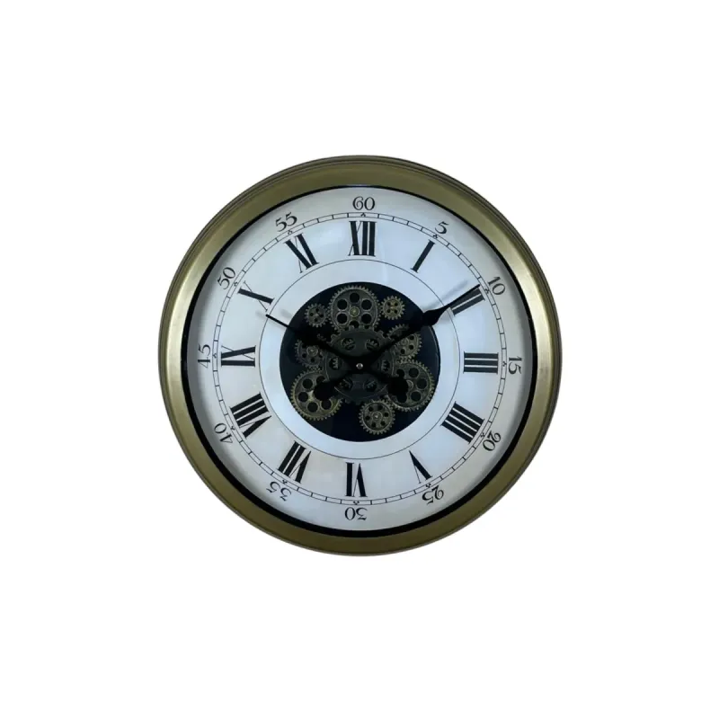 Roma Rakamlı Eskitme Metal Çarklı Duvar Saati 60 cm · Model C-6056E