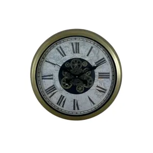 Retro Görünümlü Eskitme Metal Çarklı Duvar Saati 60 cm · Model C-6057E