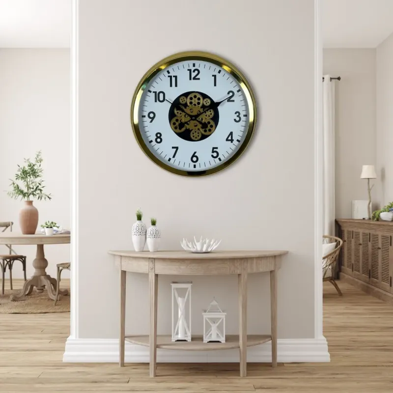 Gold Metal Çarklı Duvar Saati 60 cm · Model C-6001G
