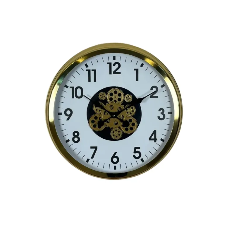 Gold Metal Çarklı Duvar Saati 60 cm · Model C-6001G