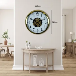 Gold Metal Çarklı Duvar Saati 60 cm · Model C-6001G