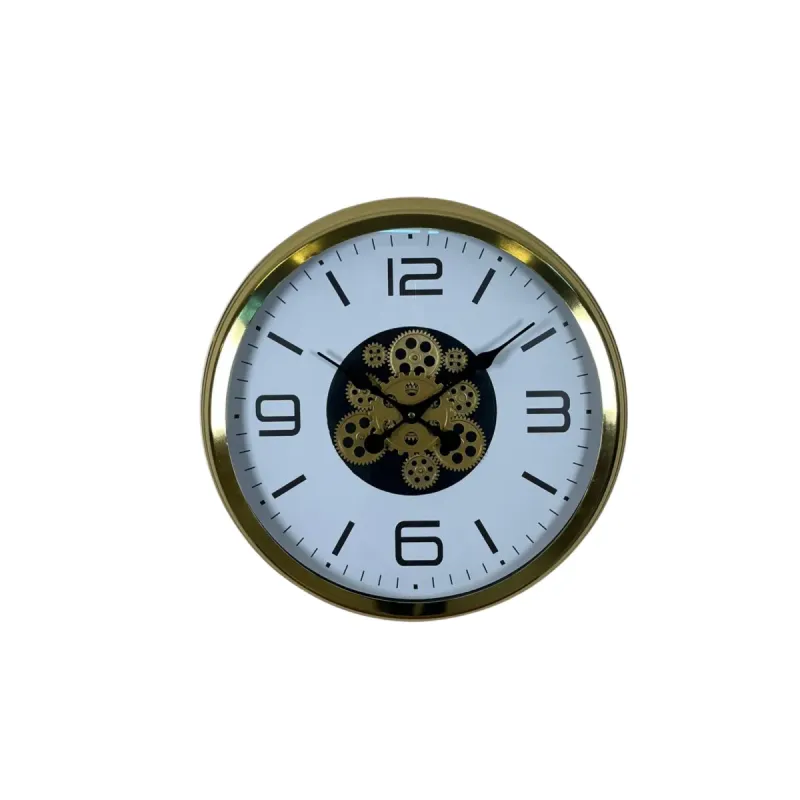 Gold Metal Çarklı Duvar Saati 60 cm · Model C-6008G