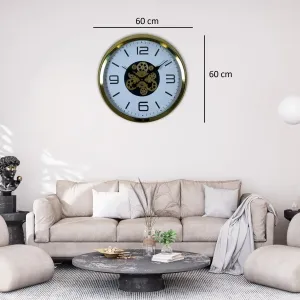 Gold Metal Çarklı Duvar Saati 60 cm · Model C-6008G
