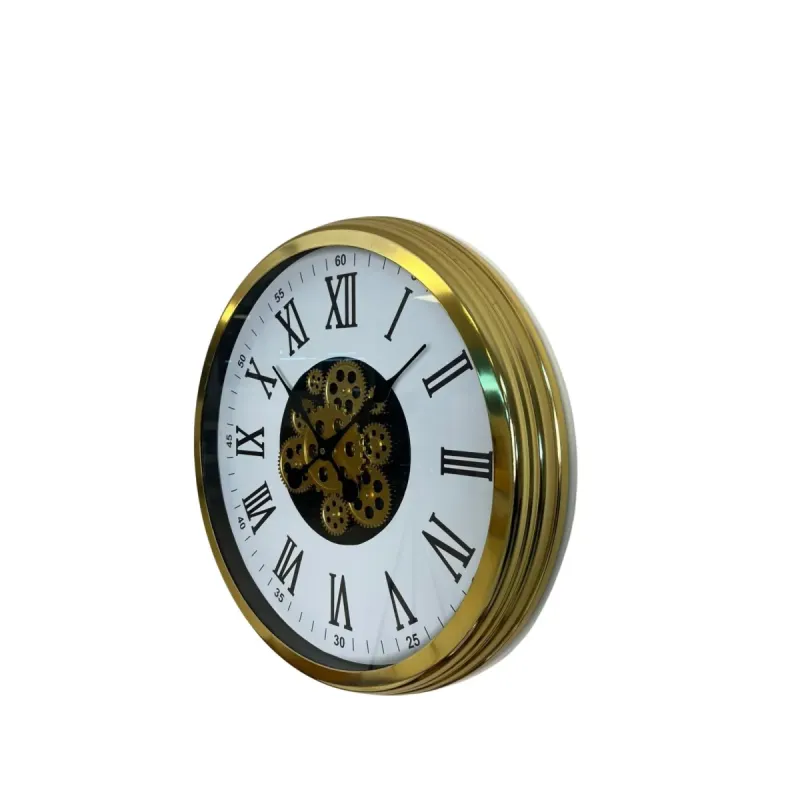 Gold Metal Çarklı Duvar Saati 60 cm · Model C-6054G