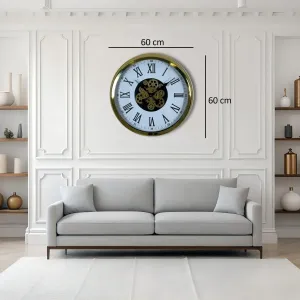 Gold Metal Çarklı Duvar Saati 60 cm · Model C-6054G