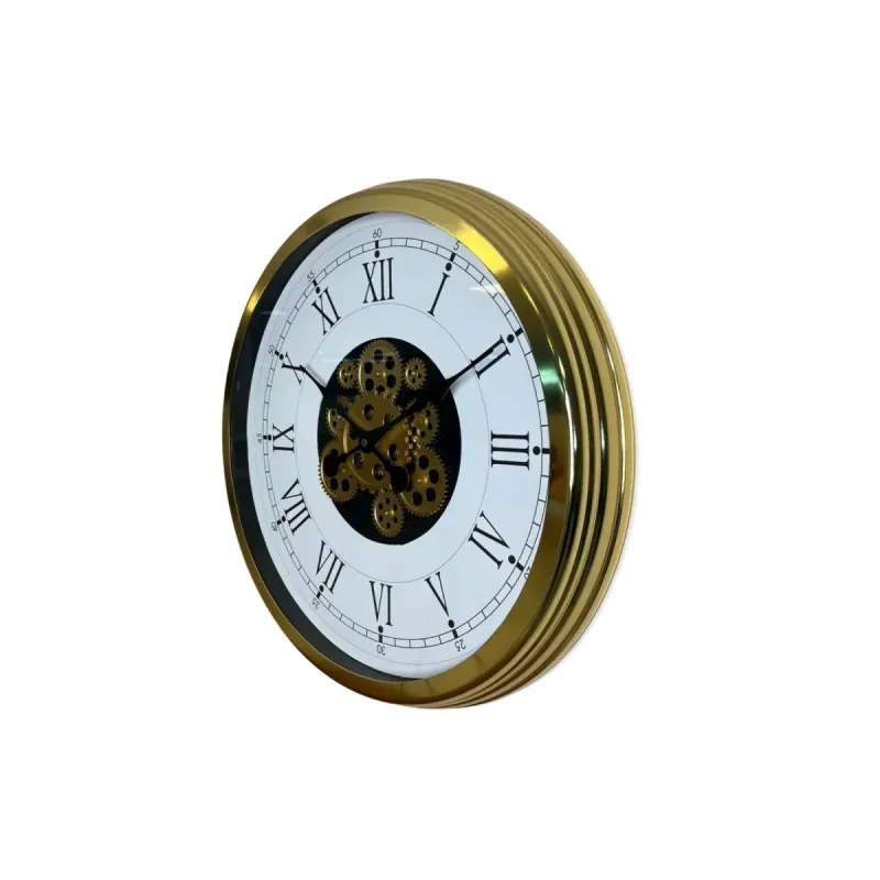 Gold Metal Çarklı Duvar Saati 60 cm · Model C-6055G