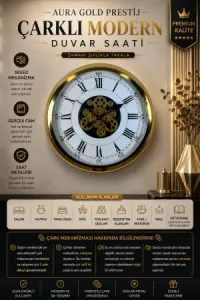 Gold Metal Çarklı Duvar Saati 60 cm · Model C-6056G
