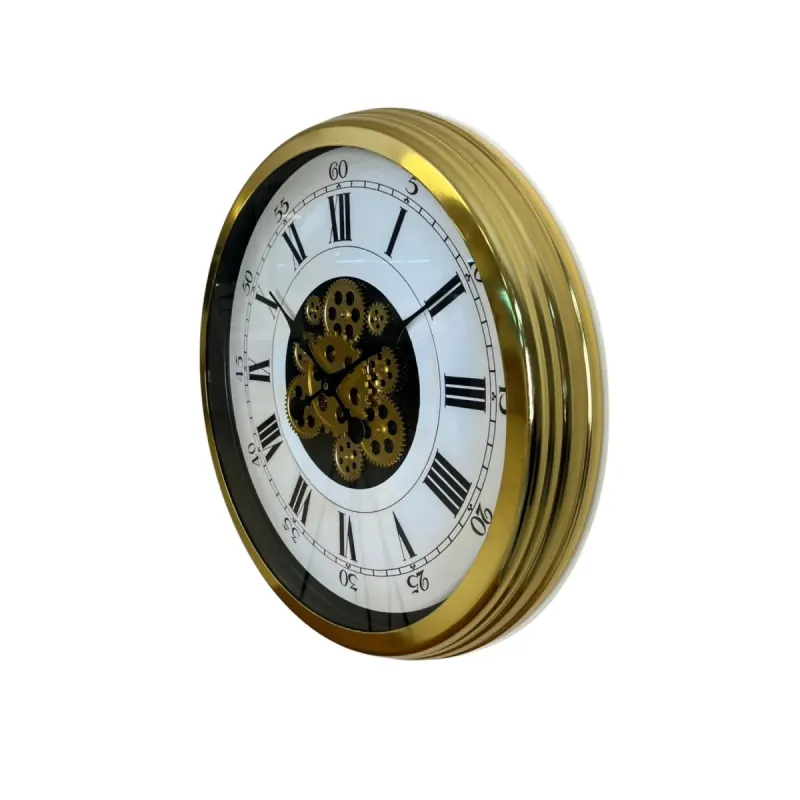 Gold Metal Çarklı Duvar Saati 60 cm · Model C-6056G