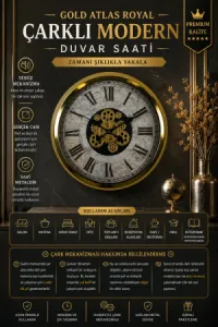 Gold Metal Çarklı Duvar Saati 60 cm · Model C-6057G