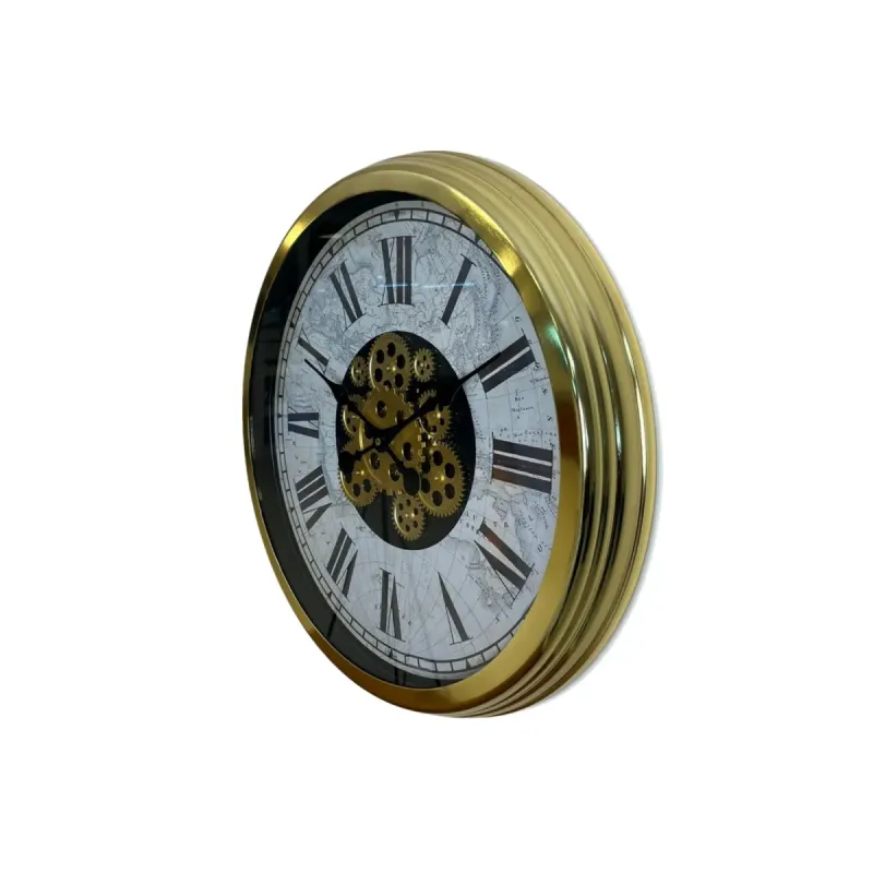 Gold Metal Çarklı Duvar Saati 60 cm · Model C-6057G