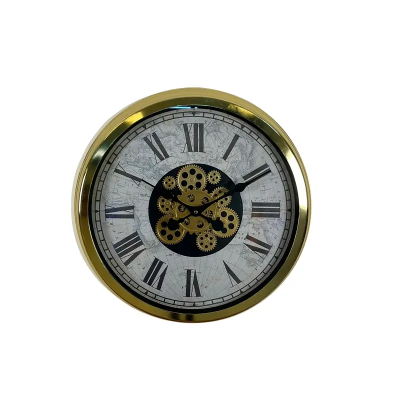 Gold Metal Çarklı Duvar Saati 60 cm · Model C-6057G