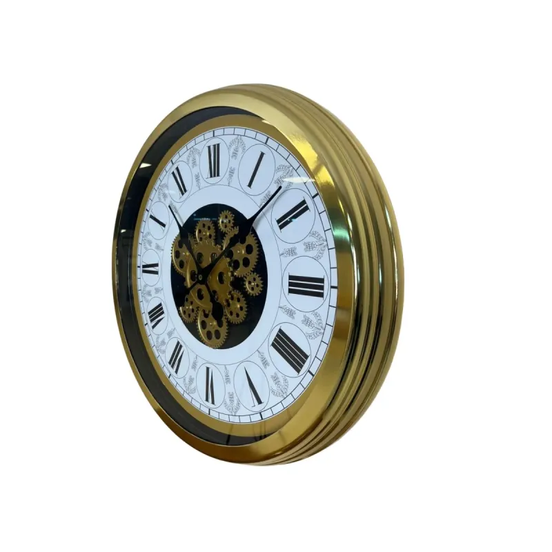 Gold Metal Çarklı Duvar Saati 60 cm · Model C-6061G