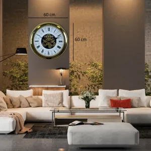 Gold Metal Çarklı Duvar Saati 60 cm · Model C-6061G