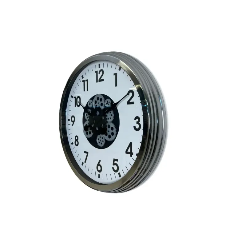 Krom Metal Çarklı Duvar Saati 60 cm · Model C-6001K
