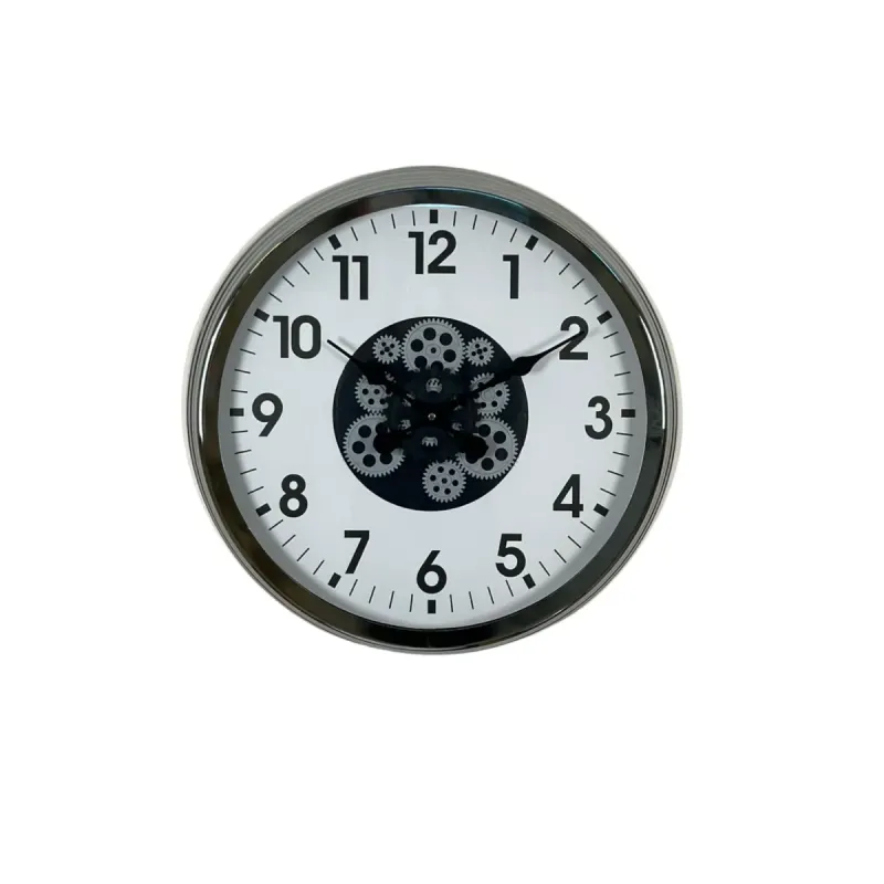 Krom Metal Çarklı Duvar Saati 60 cm · Model C-6001K