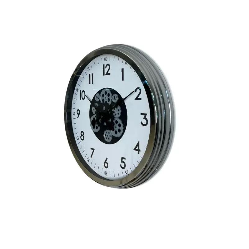 Krom Metal Çarklı Duvar Saati 60 cm · Model C-6005K